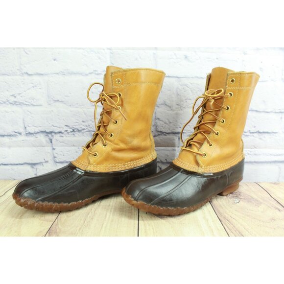 Vintage LL Bean Unlined Maine Hunting Shoe Lace Up Duck Boots Size 9 - Picture 2 of 10